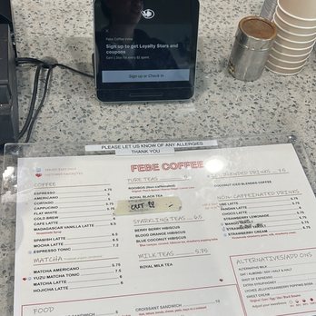Febe Coffee - Menú - Coffee & Tea Near Me - Irvine, California