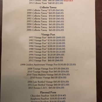 Ficklin Vineyards - Port menu - Wineries Near Me - Madera, California
