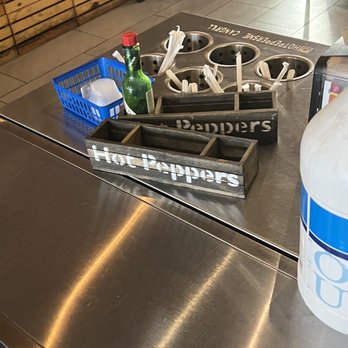 Hot Peppers - Utensil station needs a refill & some tidying up - Halal Near Me - Oakland Gardens, New York Hot Peppers - Utensil station needs a refill & some tidying up - Halal Near Me - Oakland Gardens, New York