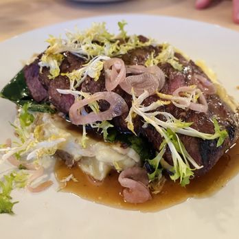 Field Brewing - Flavorful! Fischer Farm's flat iron steak, truffle potato puree, swiss chard, tarragon shallot salad & beerdelaise sauce - Brewpubs Near Me - Westfield, Indiana Field Brewing - Flavorful! Fischer Farm's flat iron steak, truffle potato puree, swiss chard, tarragon shallot salad & beerdelaise sauce - Brewpubs Near Me - Westfield, Indiana