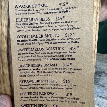 Wild Bevy - One page of the Cocktail menu - Distilleries Near Me - Wells, Maine