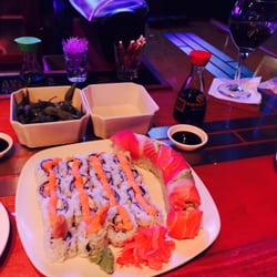 Koi Lounge - Rainbow roll, grouper roll, chicken roll.