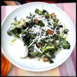 Lyonnaise salad (house bacon, parmesan, and a soft egg)