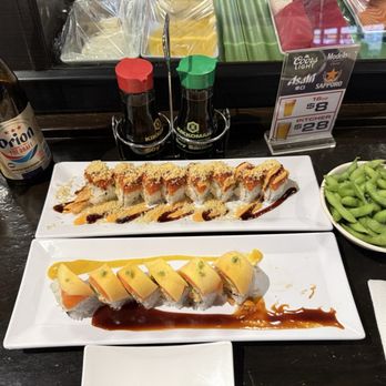 Sushi R91 - Mango tango and Hot night roll  Orion beer! - Sushi Bars Near Me - Corona, California