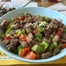 I only had a chance to take the picture of the rice bowl while my son had started enjoying Lamb skewers I only had a chance to take the picture of the rice bowl while my son had started enjoying Lamb skewers