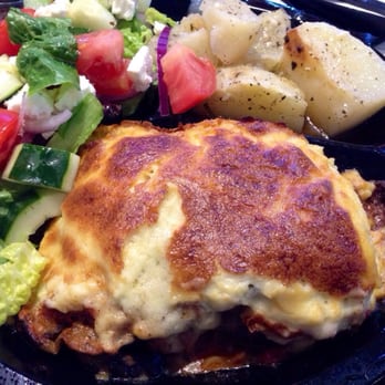 Plaka Grill - Moussaka with plaka salad and roasted potatoes - Greek Near Me - Vienna, Virginia Plaka Grill - Moussaka with plaka salad and roasted potatoes - Greek Near Me - Vienna, Virginia