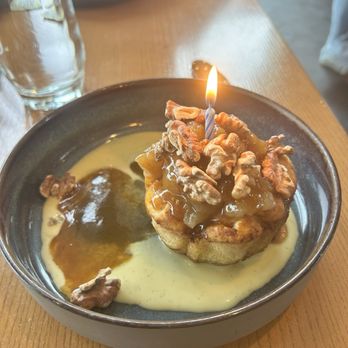 Front & Main - Dessert for my birthday: bread pudding with apple compote and candied walnuts. Absolutely delicious! - Bars Near Me - Waterville, Maine Front & Main - Dessert for my birthday: bread pudding with apple compote and candied walnuts. Absolutely delicious! - Bars Near Me - Waterville, Maine