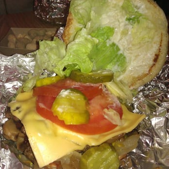 Five Guys - single patty bacon cheeseburger with everything - Burgers Near Me - Maple Grove, Minnesota Five Guys - single patty bacon cheeseburger with everything - Burgers Near Me - Maple Grove, Minnesota