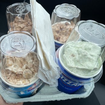 Dairy Queen Ltd Brazier - Blizzards to go. Top left going clockwise: Brownie Batter, Chocolate Chip Cookie Dough, Girl Scout Thin Mint, Chocolate Chip Cookie Dough - Fast Food Near Me - Newburgh, New York Dairy Queen Ltd Brazier - Blizzards to go. Top left going clockwise: Brownie Batter, Chocolate Chip Cookie Dough, Girl Scout Thin Mint, Chocolate Chip Cookie Dough - Fast Food Near Me - Newburgh, New York