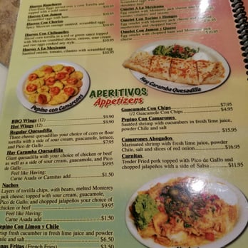 Jorge's El Tapatio - Menu as of July 2016. - Mexican Near Me - Tracy, California