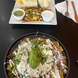 Green CHILAQUILES and sausage BREAKFAST BURRITO Green CHILAQUILES and sausage BREAKFAST BURRITO