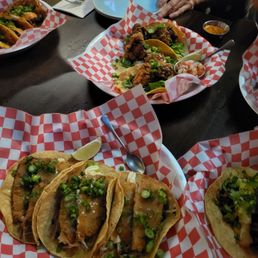 Top: chicken karaage taco, Bottom: miso taco 2.0