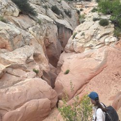 Desert Dawn - Hiked slickrock and looked back the slot canyon