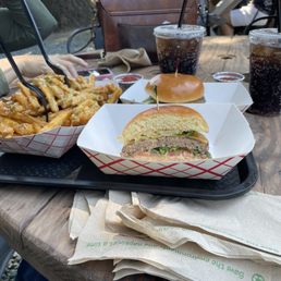 Hamburger and garlic parm fries