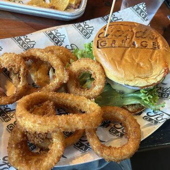 Ford's Garage Short Pump - High-Octane burger with onion rings - Desserts Near Me - Glen Allen, Virginia Ford's Garage Short Pump - High-Octane burger with onion rings - Desserts Near Me - Glen Allen, Virginia