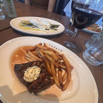 Brasserie Copain - NY Strip & Pommes Frites, asparagus - Bakeries Near Me - Charlotte, North Carolina Brasserie Copain - NY Strip & Pommes Frites, asparagus - Bakeries Near Me - Charlotte, North Carolina
