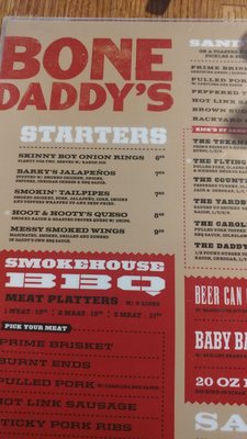 Menu photo 5 Bone Daddy's Arlington, TX