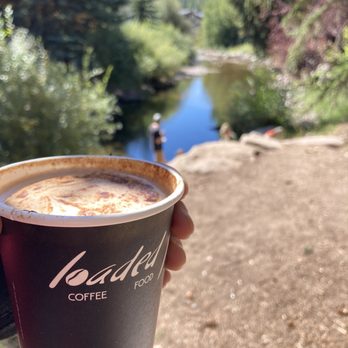 Loaded Joe's - Vail Restaurants - Spanish coffee enjoyed by the river behind the restaurant. - Coffee & Tea Near Me - Vail, Colorado Loaded Joe's - Vail Restaurants - Spanish coffee enjoyed by the river behind the restaurant. - Coffee & Tea Near Me - Vail, Colorado