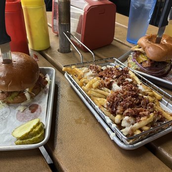 Boulevard Burger & Brew - Inside out Juicy Lucy and Boulevard Brew House Burgers with Large Basket of Bacon Cheese Fries - Burgers Near Me - Richmond, Virginia Boulevard Burger & Brew - Inside out Juicy Lucy and Boulevard Brew House Burgers with Large Basket of Bacon Cheese Fries - Burgers Near Me - Richmond, Virginia