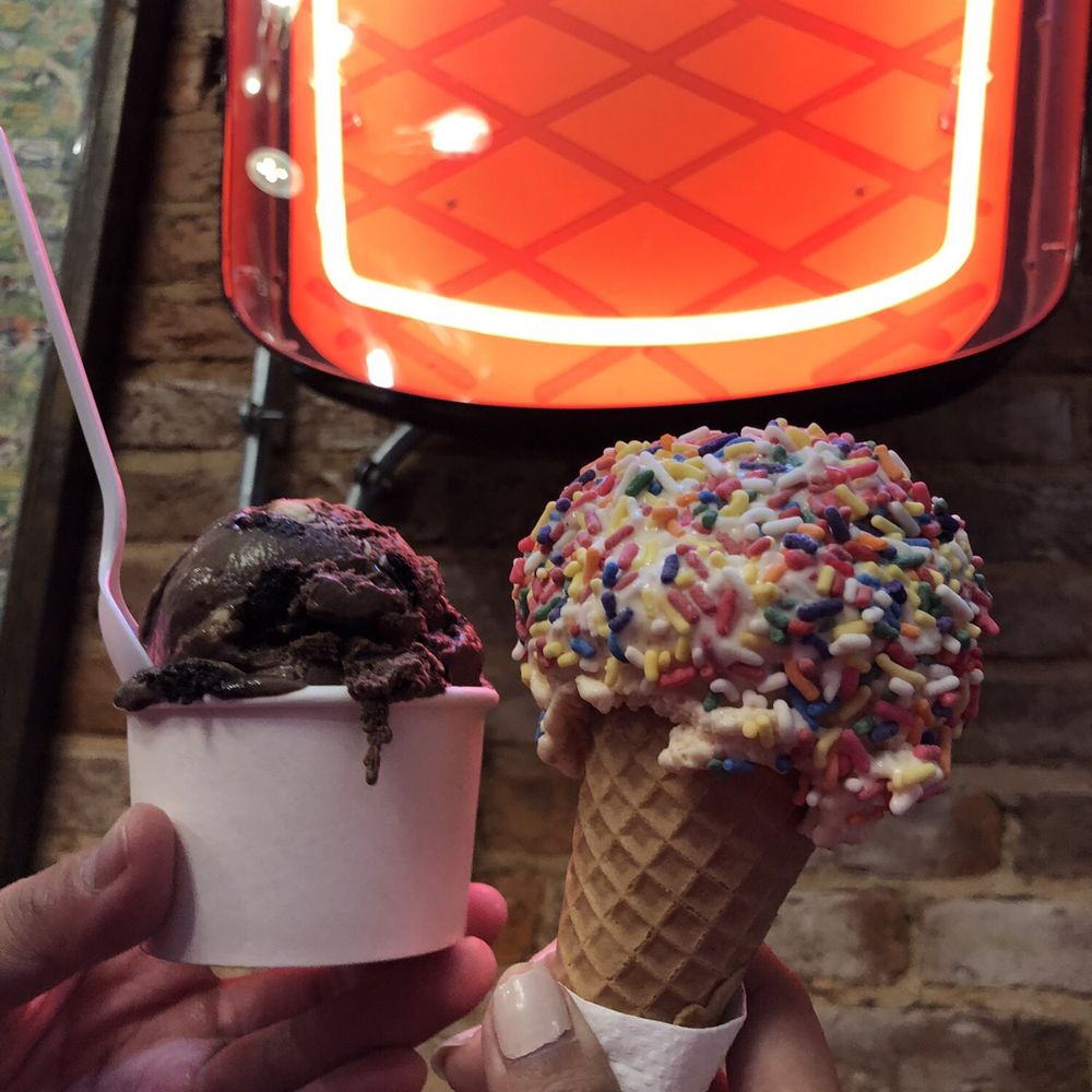Bmore Licks - Left; Maryland mud Right: peach cobbler with sprinkles - Ice Cream & Frozen Yogurt Near Me - Baltimore, Maryland Bmore Licks - Left; Maryland mud Right: peach cobbler with sprinkles - Ice Cream & Frozen Yogurt Near Me - Baltimore, Maryland