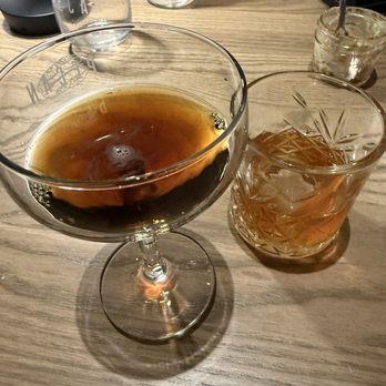Pecan Craft Kitchen - Small pour of espresso martini from the wall and the bar pecan old fashioned - Southern Near Me - St Johns, Florida