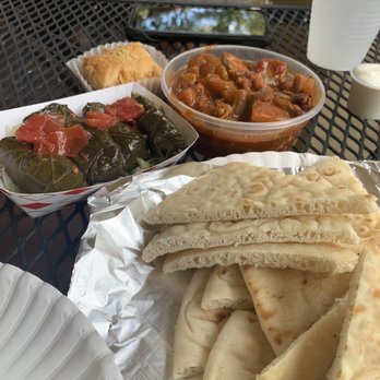 Sam's Cuisine - Dolmas, eggplant dip + pitas - soooo good! - Mediterranean Near Me - Davis, California