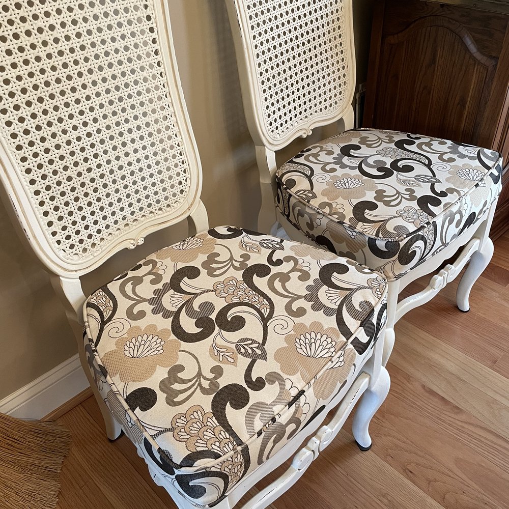 Fabric Bistro - Each cushion top were fussy cut to repeat the pattern & sides matched well. Nice feel to them too. - Fabric Stores Near Me - Columbia, South Carolina Fabric Bistro - Each cushion top were fussy cut to repeat the pattern & sides matched well. Nice feel to them too. - Fabric Stores Near Me - Columbia, South Carolina
