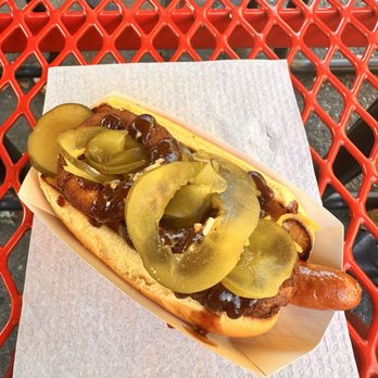 The Dog Den - O The Olympic Glory with Pickles (asked for on the side) - Hot Dogs Near Me - White Plains, New York The Dog Den - O The Olympic Glory with Pickles (asked for on the side) - Hot Dogs Near Me - White Plains, New York