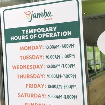 Jamba - Actual hours of operation. Not accurate/updated on Yelp. - Juice Bars & Smoothies Near Me - Honolulu, Hawaii Jamba - Actual hours of operation. Not accurate/updated on Yelp. - Juice Bars & Smoothies Near Me - Honolulu, Hawaii