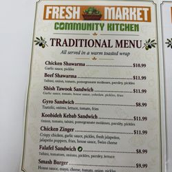 Fresh Market & Community Kitchen - Menu 10/26/2026, items on menus posted prior to this date no longer exist