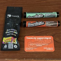 Bowdega - Replacement and addition PRE-ROLL, and an additional free .5g LIVE ROSIN DISPOSABLE.