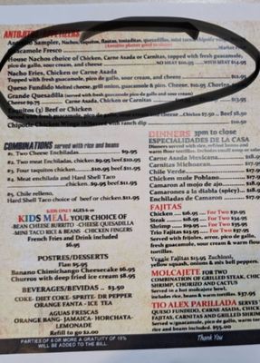 Menu photo 2 El Tio Alex Mexican Restaurant Ontario CA, CA