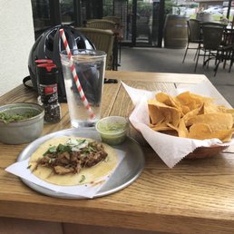 Carnitas Taco, guacamole and chips Carnitas Taco, guacamole and chips