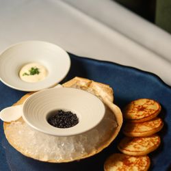 Nicola's Ristorante - Esperienza di Caviale (Caviar Experience)

Calvisus Italian sturgeon caviar (10grams), buckwheat blini, crème fraîche, and chives