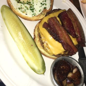 Au Cheval - Cheeseburger Au Cheval with a fried egg, bacon, and foie gras on the side. (The cheeseburger Au Cheval comes with two patties) - Bars Near Me - Chicago, Illinois