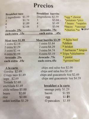 Menu photo 3 Cilantros Hillsboro, TX