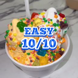 orange ice cream with nerds and gummy bears!!