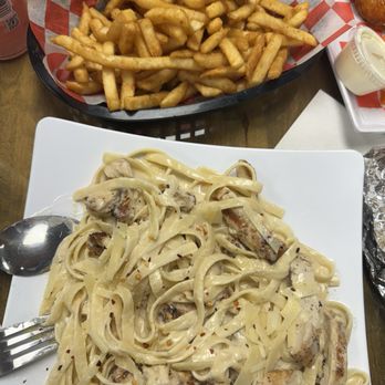 Tito’s Pizza - Chicken Alfredo and side of fries - Pizza Near Me - Waukegan, Illinois