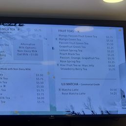 Menu as of October 2022 Menu as of October 2022