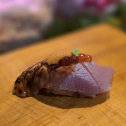 Toyoda Sushi - Chutoro with ikura uni and unagi sauce