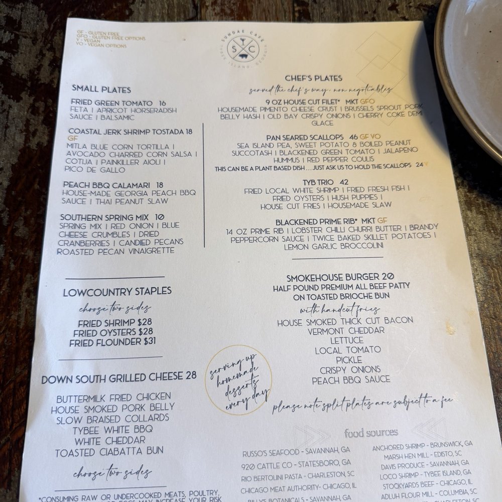 Sundae Cafe - Menu - Seafood Near Me - Tybee Island, Georgia Sundae Cafe - Menu - Seafood Near Me - Tybee Island, Georgia