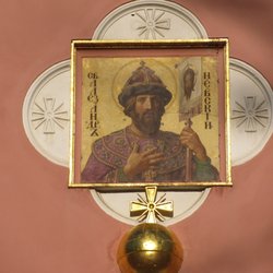 Heilige-Alexander-Nevskij-Gedächtniskirche - Newski-Ikone. Mir Kreuz darunter.