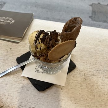 Don Nino - Assortment of 4 gelato flavors topped with a few different kinds of cookies/ wafers - Patisserie/Cake Shop Near Me - Florence, FI Don Nino - Assortment of 4 gelato flavors topped with a few different kinds of cookies/ wafers - Patisserie/Cake Shop Near Me - Florence, FI