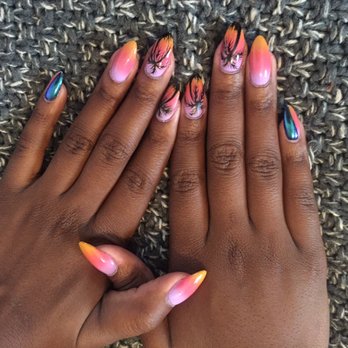 Happiness Nails - Palm tree sunset ombré design. - Nail Salons Near Me - Pomona, California Happiness Nails - Palm tree sunset ombré design. - Nail Salons Near Me - Pomona, California