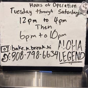 Bake N Break - Hours of Operation - Bakeries Near Me - Honolulu, Hawaii