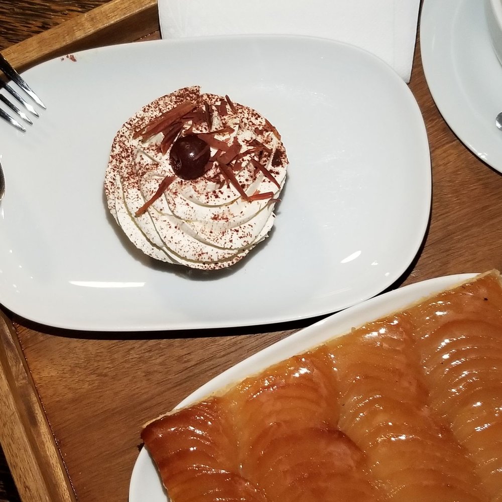 Thierry - Black forest cake, the cream on top tasted nice and was hiding some sweet milky puffs - Patisserie/Cake Shop Near Me - Vancouver, British Columbia