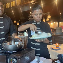 Angel and Christian prepping our broth, adding veggies in stages. Wagyu beef was left for us to add. Angel and Christian prepping our broth, adding veggies in stages. Wagyu beef was left for us to add.