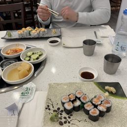 Banchan and our sushi