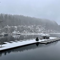 Mohonk Preserve - Mohonk Lake boat dock in winter