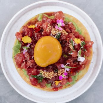 Ember & Rye - avocado tostada, tuna tartare, mango yolk - Seafood Near Me - Carlsbad, California